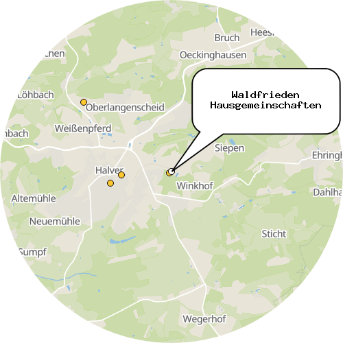 Kartenausschnitt für die Firma Waldfrieden Hausgemeinschaften