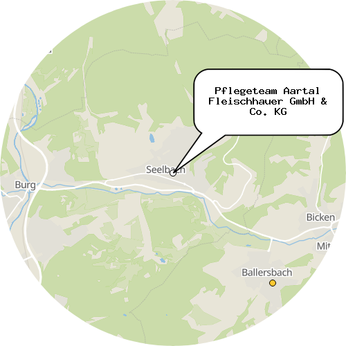 Kartenausschnitt für die Firma Pflegeteam Aartal Fleischhauer GmbH & Co. KG