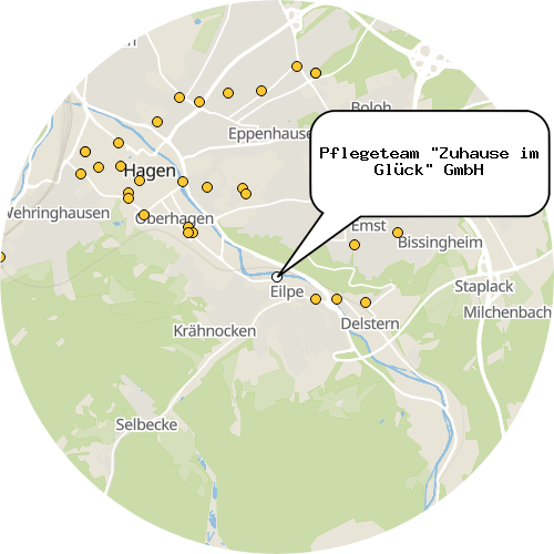Kartenausschnitt für die Firma Pflegeteam "Zuhause im Glück" GmbH