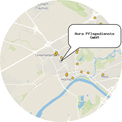 Kartenausschnitt für die Firma Aura Pflegedienste GmbH