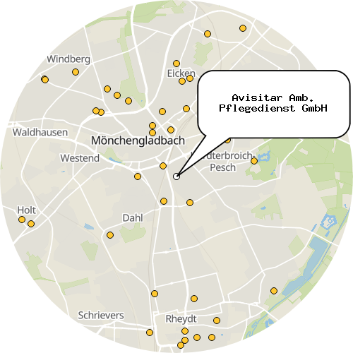 Kartenausschnitt für die Firma Avisitar Amb. Pflegedienst GmbH