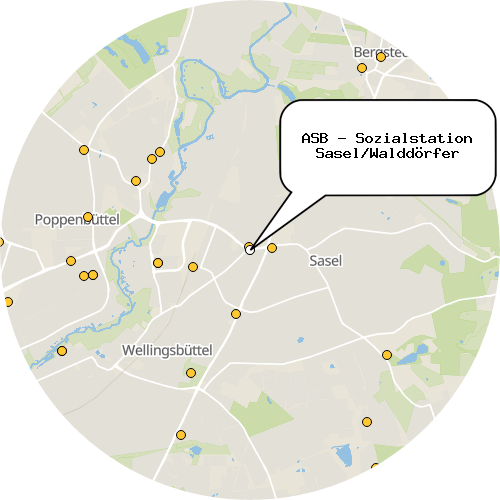 Kartenausschnitt für die Firma ASB - Sozialstation Sasel/Walddörfer
