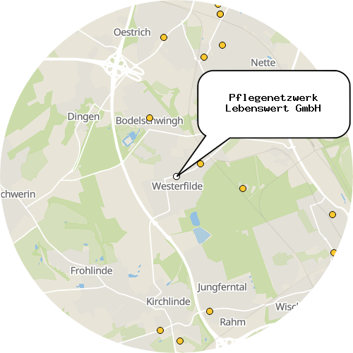 Kartenausschnitt für die Firma Pflegenetzwerk Lebenswert GmbH