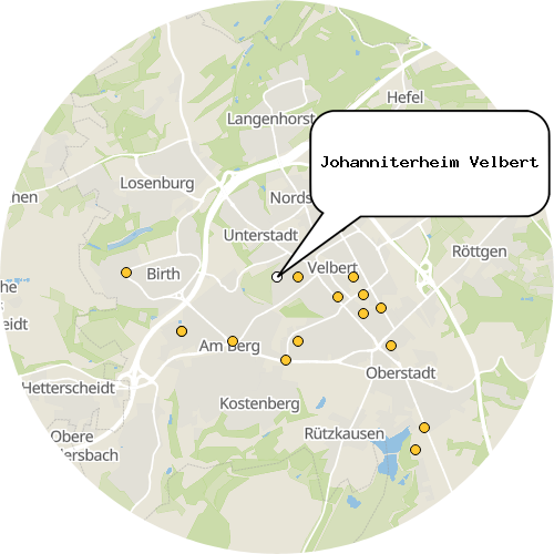 Kartenausschnitt für die Firma Johanniterheim Velbert