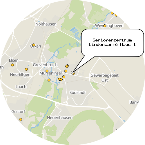 Kartenausschnitt für die Firma Seniorenzentrum Lindencarré Haus 1