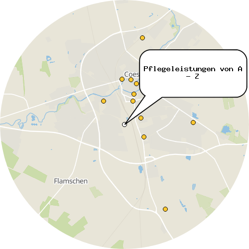 Kartenausschnitt für die Firma Pflegeleistungen von A - Z