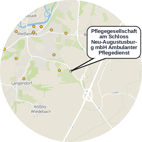 Kartenausschnitt für die Firma Pflegegesellschaft am Schloss Neu-Augustusburg mbH Ambulanter Pflegedienst