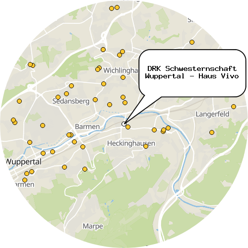 Kartenausschnitt für die Firma DRK Schwesternschaft Wuppertal - Haus Vivo