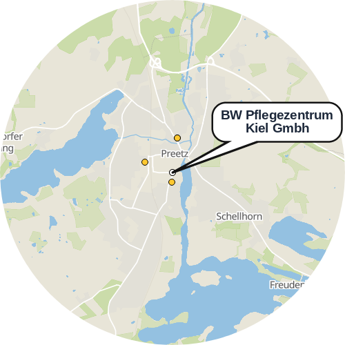 Kartenausschnitt für die Firma BW Pflegezentrum Kiel Gmbh