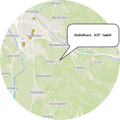 Kartenausschnitt für die Firma BeBeRast AIP GmbH