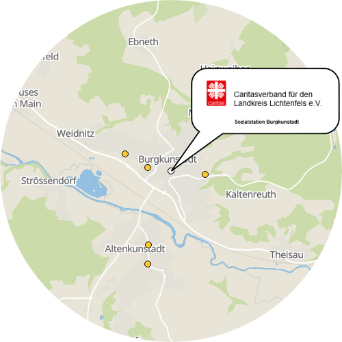 Kartenausschnitt für die Firma Caritas Sozialstation Burgkunstadt