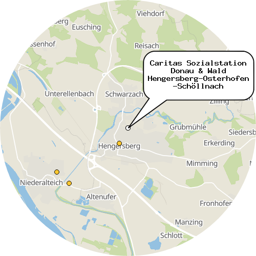 Kartenausschnitt für die Firma Caritas Sozialstation Donau & Wald Hengersberg-Osterhofen-Schöllnach