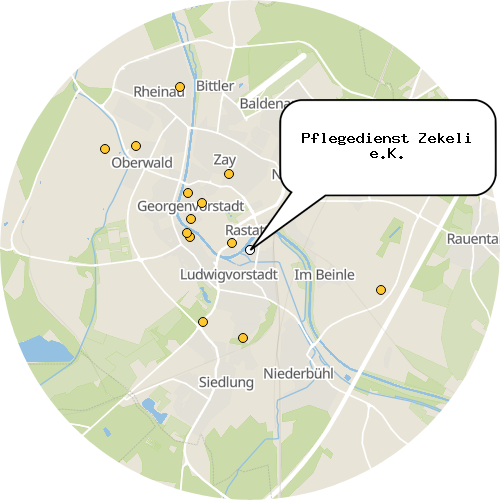 Kartenausschnitt für die Firma Pflegedienst Zekeli e.K.