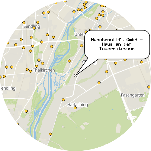Kartenausschnitt für die Firma Münchenstift GmbH - Haus an der Tauernstrasse