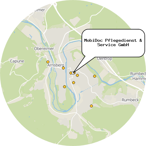 Kartenausschnitt für die Firma MobiDoc Pflegedienst & Service GmbH