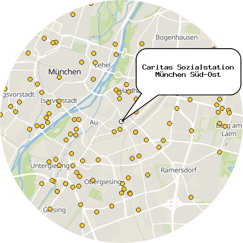 Kartenausschnitt für die Firma Caritas Sozialstation München Süd-Ost
